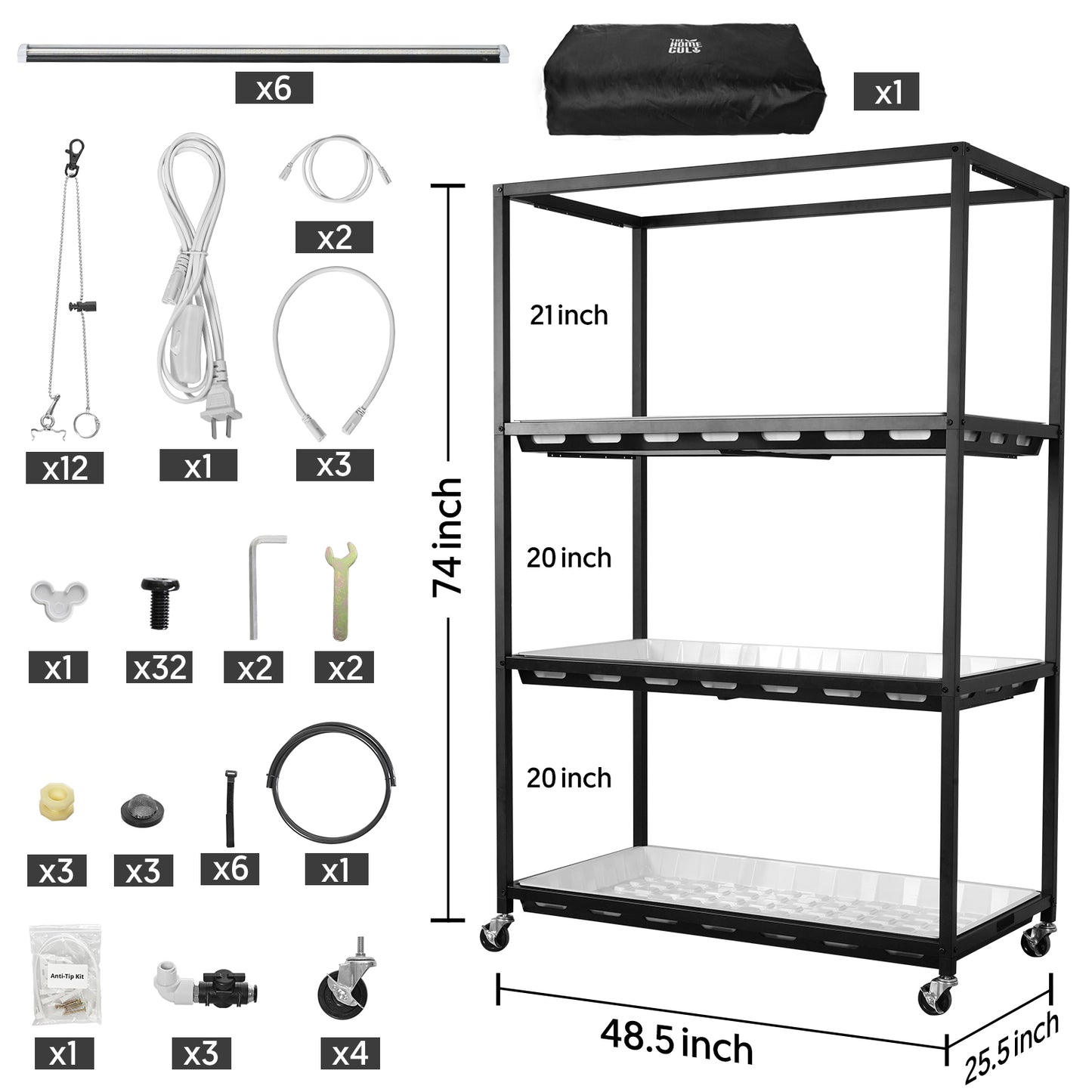 Indoor 3-Tier Greenhouse with Full Spectrum LED Light