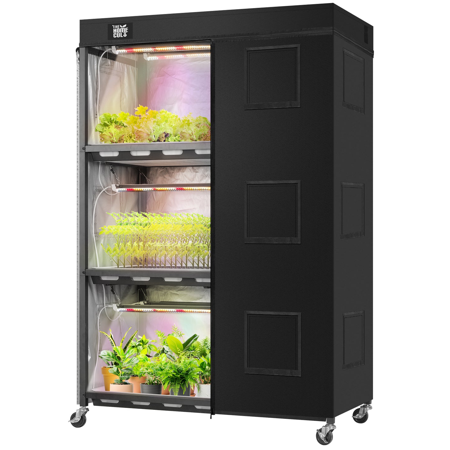 Indoor 3-Tier Greenhouse with Full Spectrum LED Light