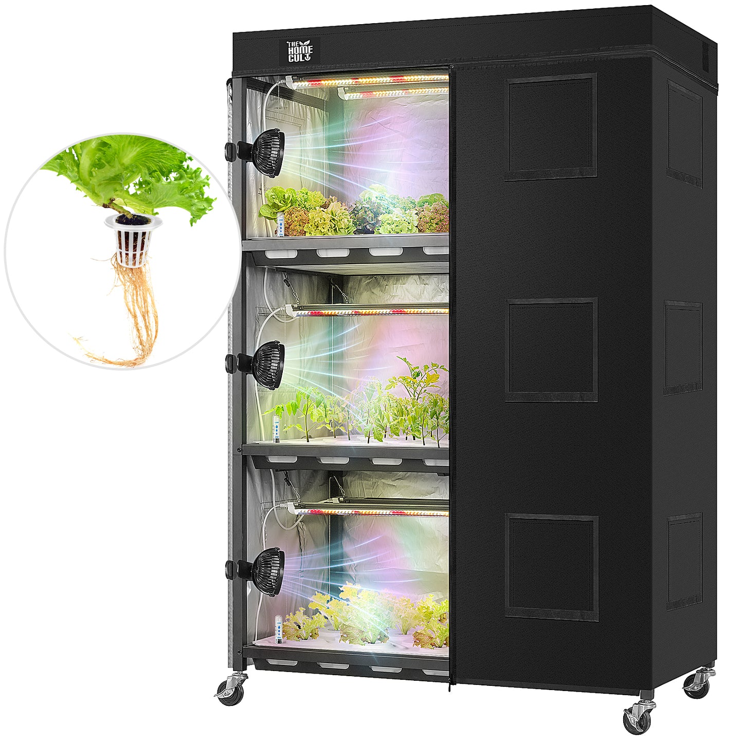 Hydroponic 3-Tier Plant Stand with LED Light & Tent Indoor