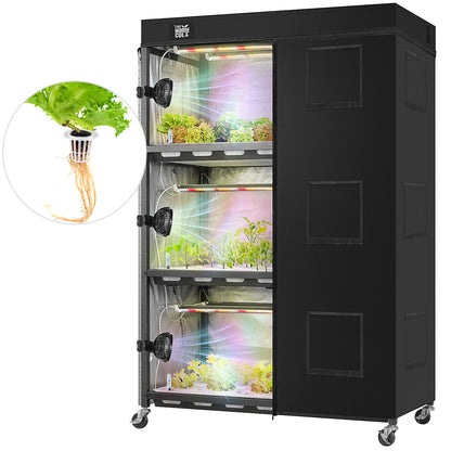 Hydroponic 3-Tier Plant Stand with LED Light & Tent Indoor