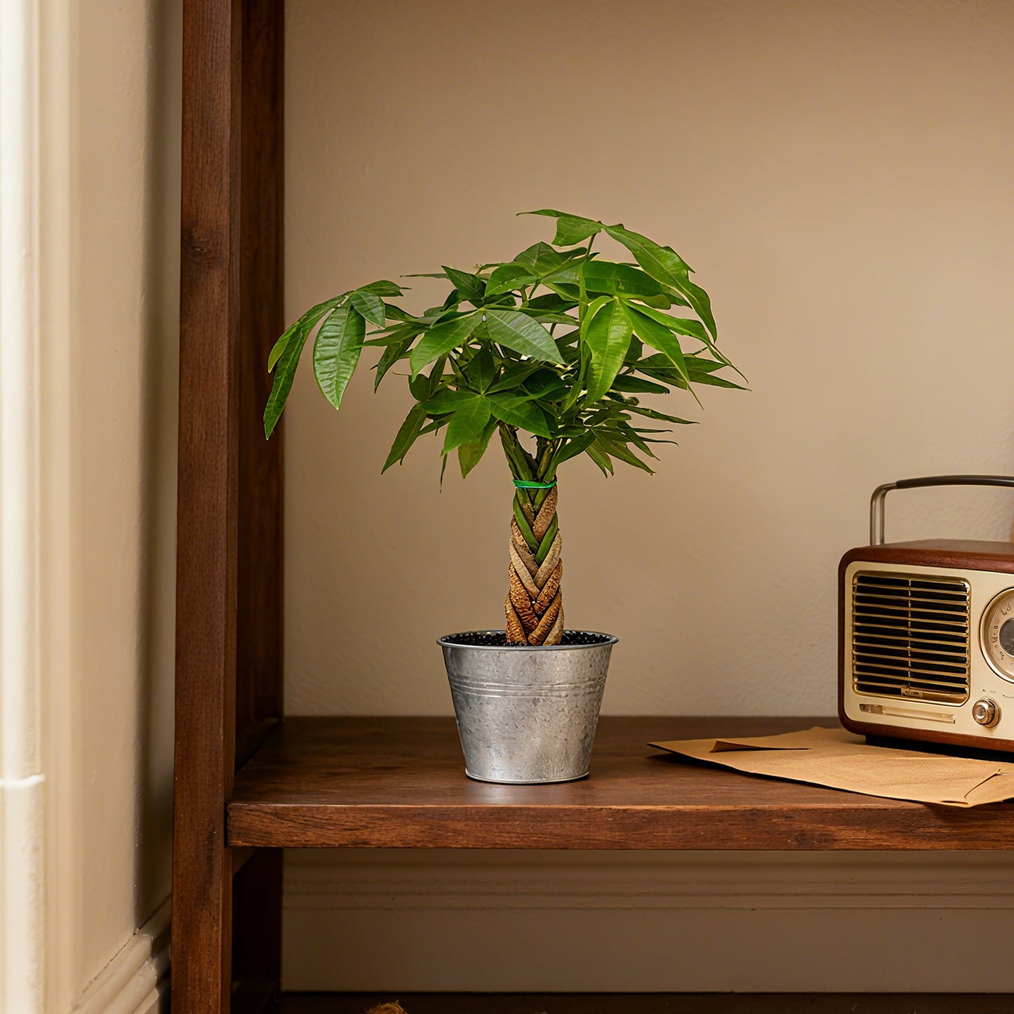 Money Tree Braided Trunk Houseplant with Lush Green Leaves
