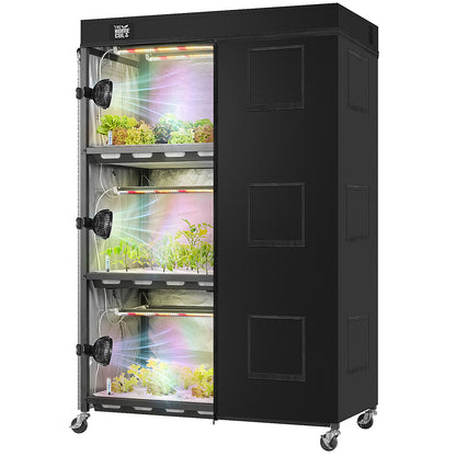 Hydroponic 3-Tier Plant Stand with LED Light & Tent Indoor