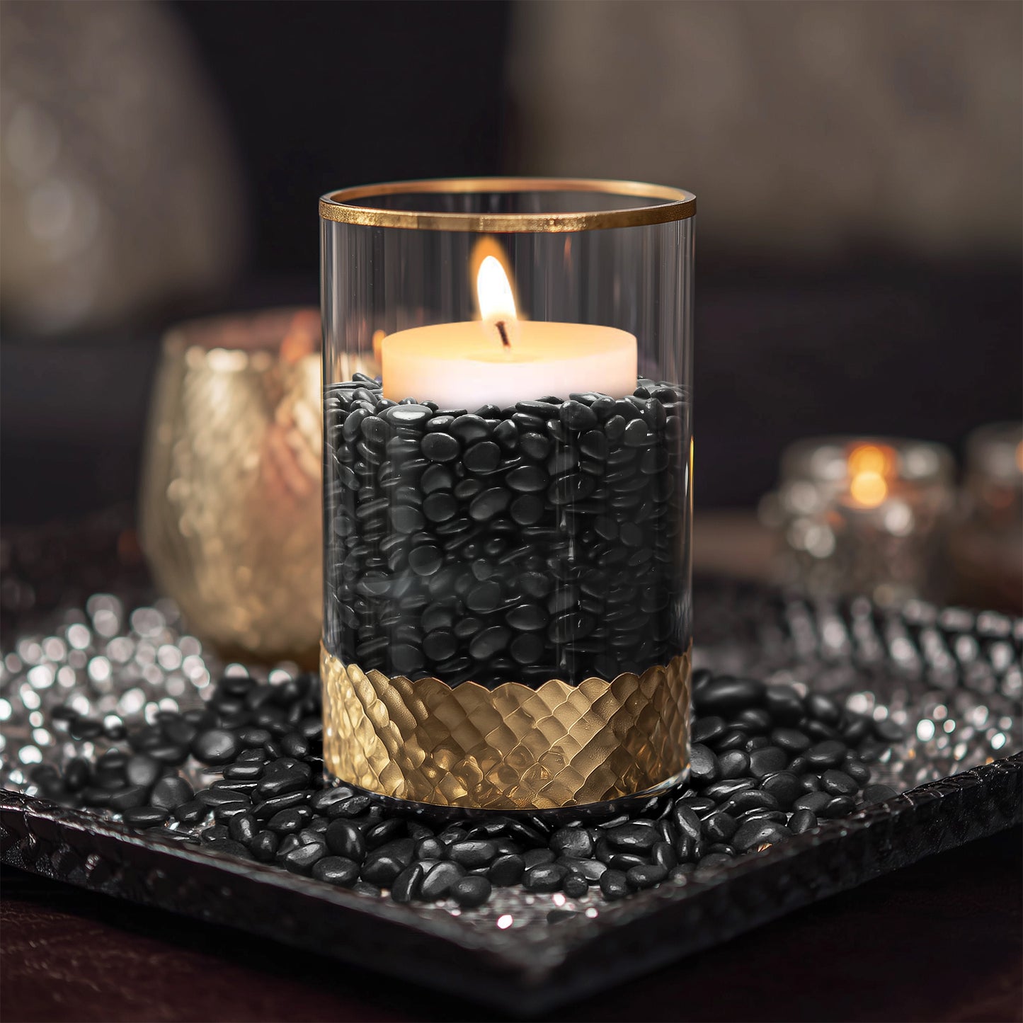 Black Pebbles, Polished River Rocks Small Gravel Stones, 9mm-12mm