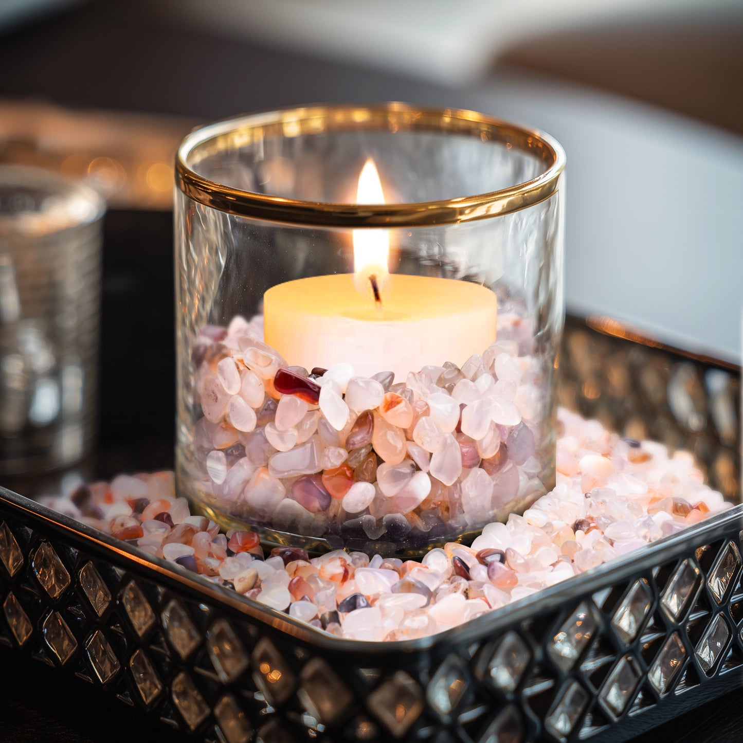 Clear Crystal Pebbles, Polished River Rocks Decorative Rocks, 5mm-8mm