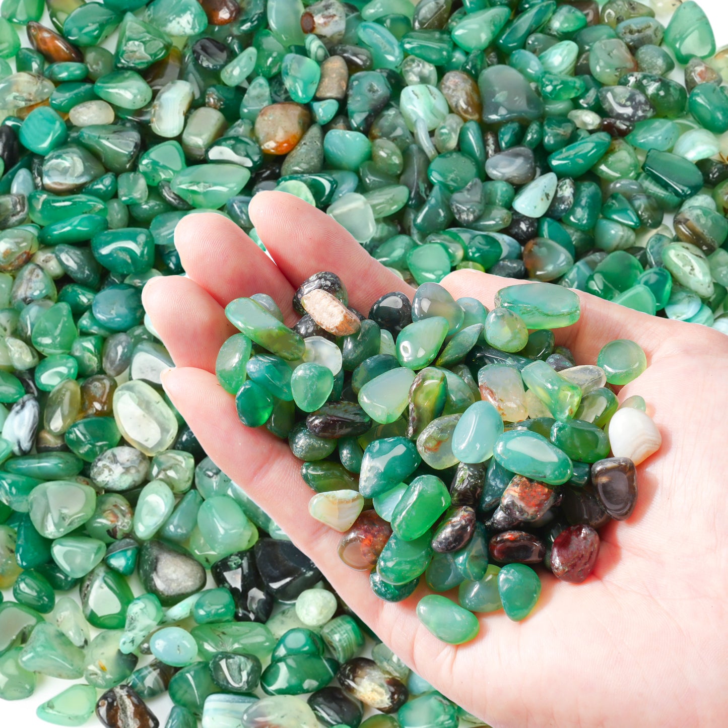 Green Crystal Pebbles, Polished River Rocks Decorative Rocks, 5mm-8mm