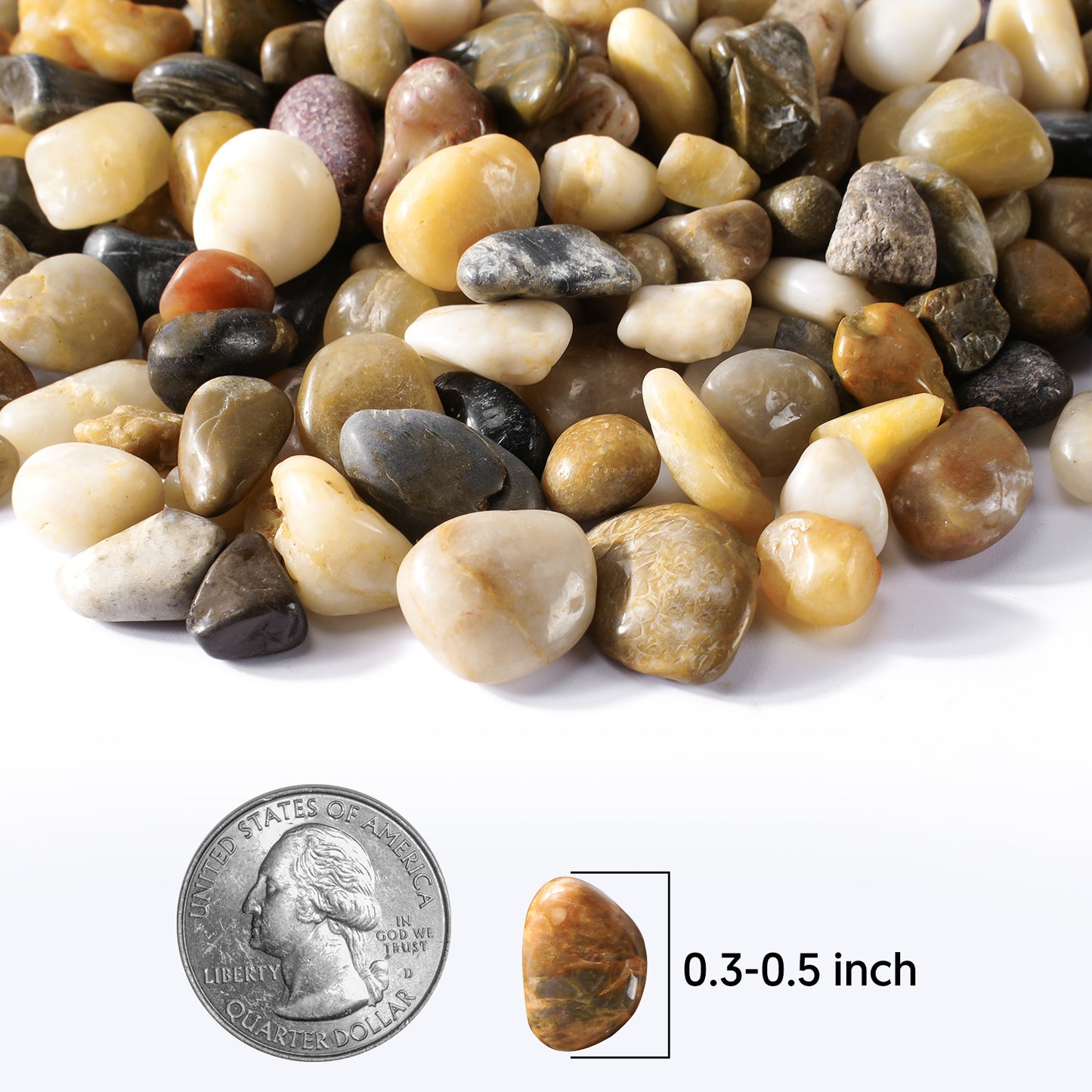 Mixed Pebbles, Polished River Rocks Small Gravel Stones, 8mm-12mm