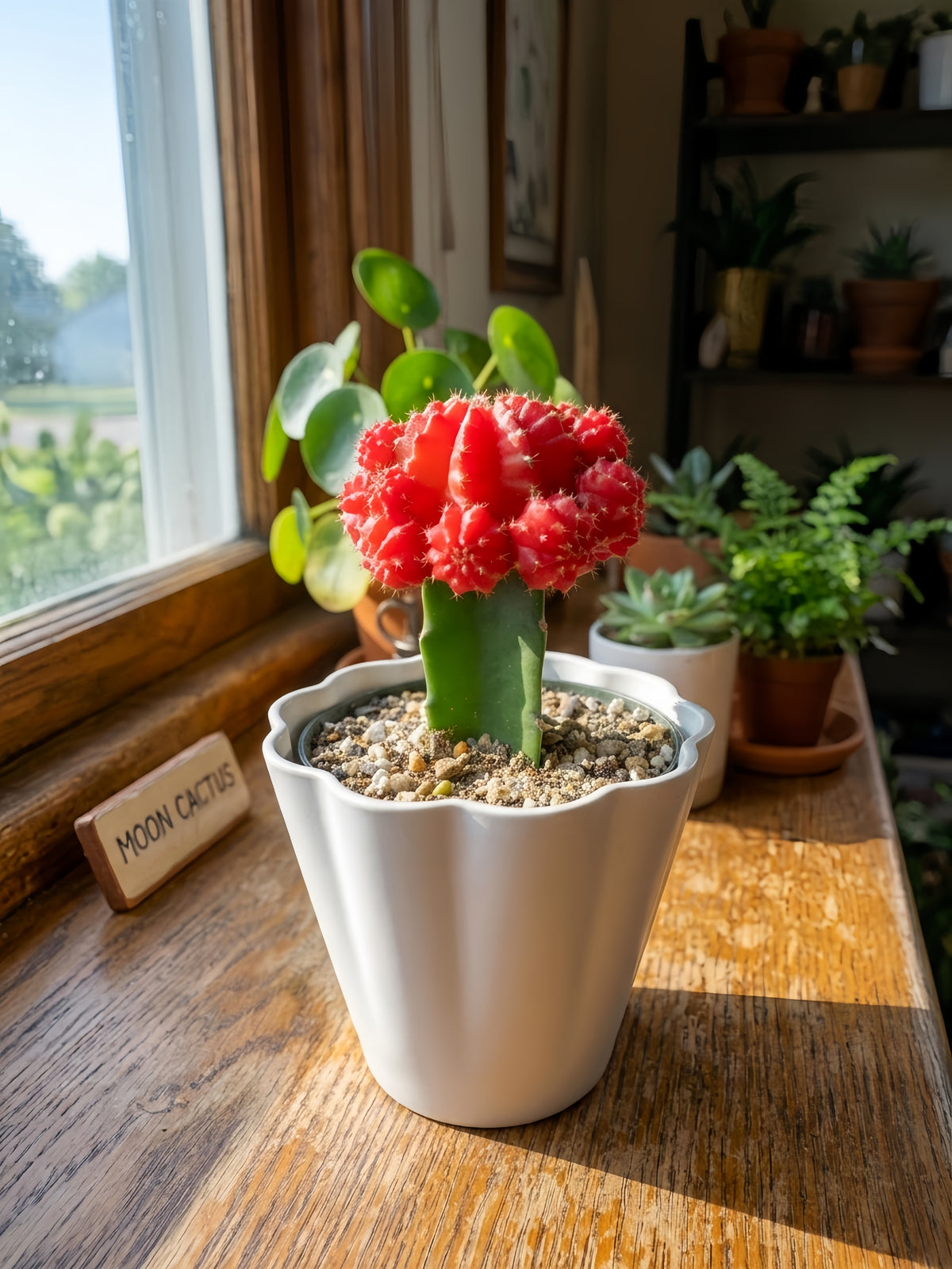 Red Crafted Moon Cactus in 4in Decoration Pots #580