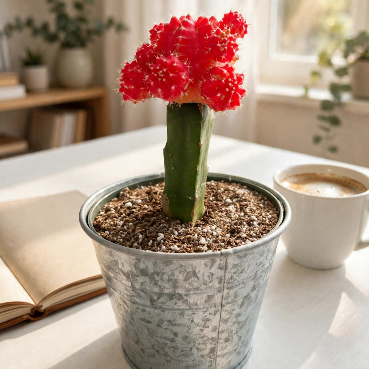 Red Crafted Moon Cactus in 4in Decoration Pots #580