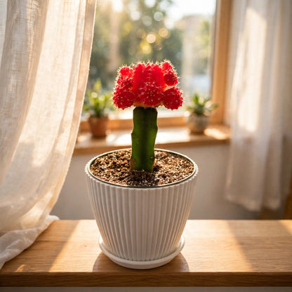 Red Crafted Moon Cactus in 4in Decoration Pots #580