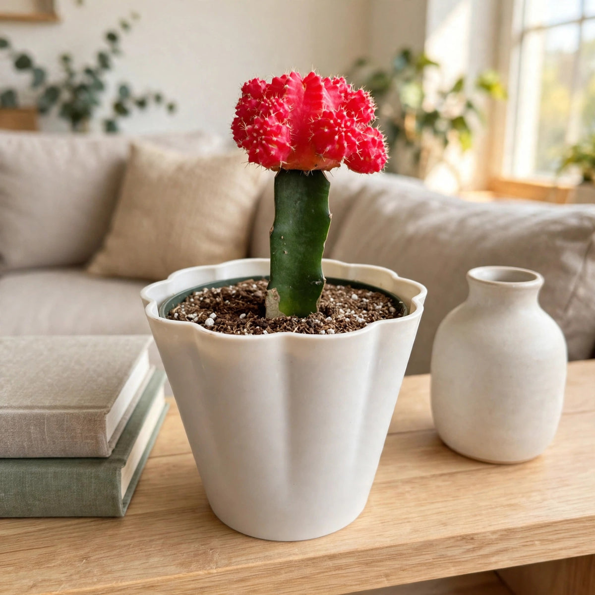 Red Crafted Moon Cactus in 4in Decoration Pots #580