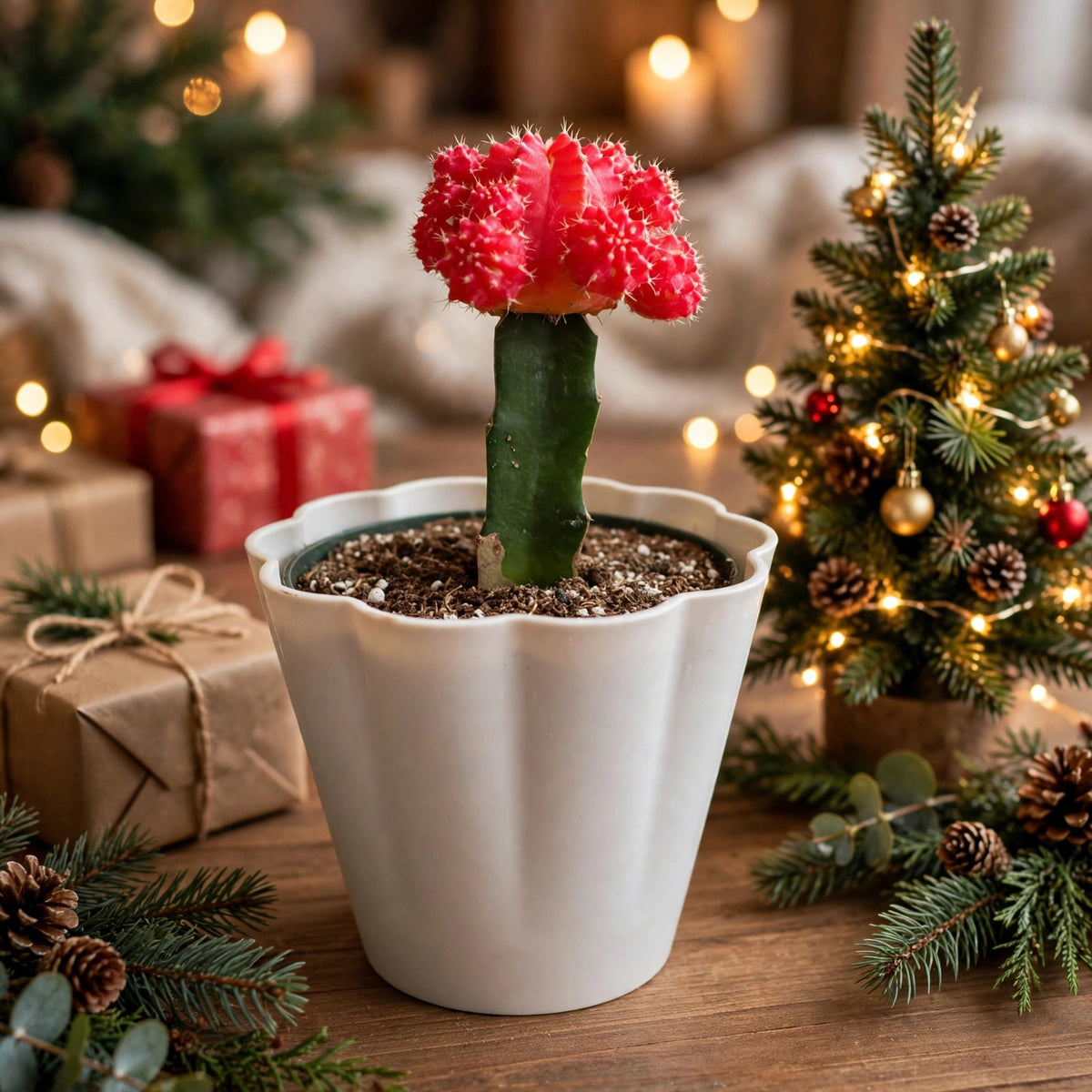 Red Crafted Moon Cactus in 4in Decoration Pots #580